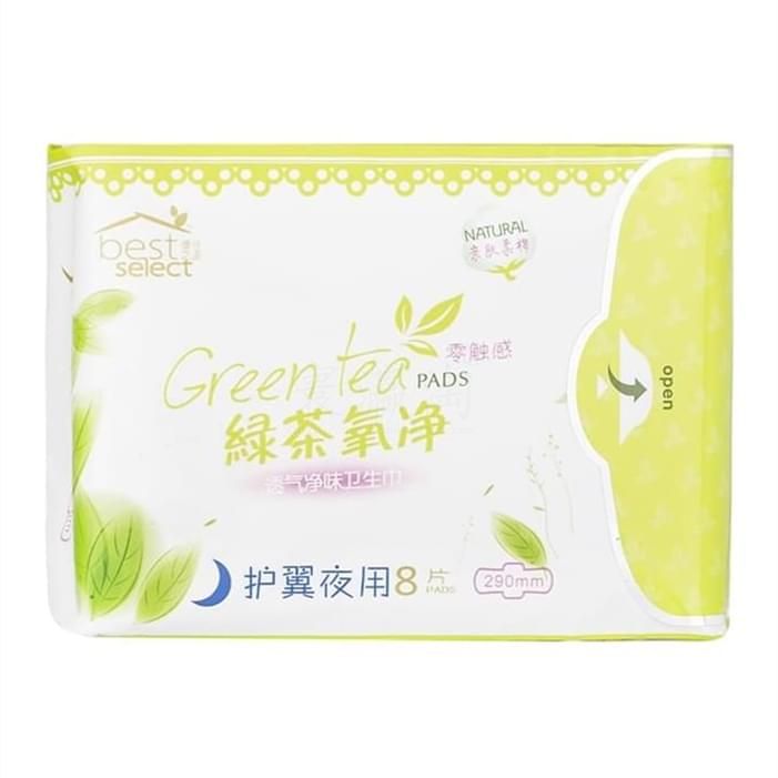 绿茶氧净透气净味-零触感护翼夜用卫生巾