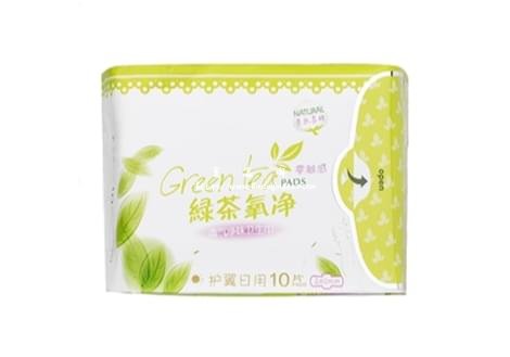 绿茶氧净透气净味-零触感护翼日用卫生巾