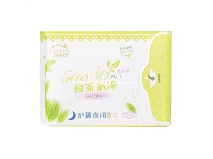 绿茶氧净透气净味-零触感护翼夜用卫生巾